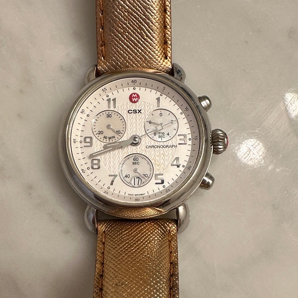 Michele Gold and Silver Chronograph Watch
